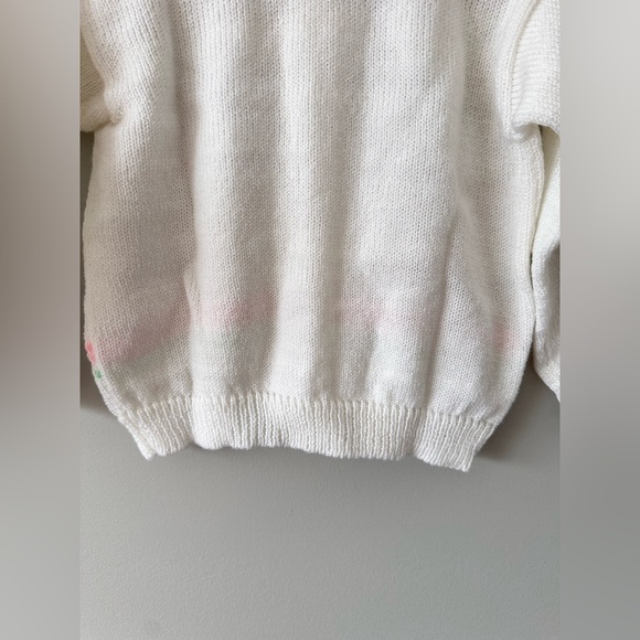 Vintage Baby Knit Cardigan Sweater White Floral Lace 6–12M Cottagecore Easter - Picture 6 of 9